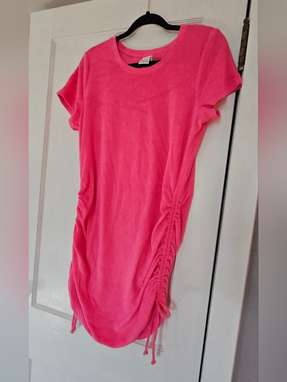 PINK Victoria's Secret Bright Pink Ruched-Side Tee Dress